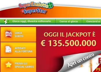 SuperEnalotto: jackpot milionario da 135,5 milioni di euro