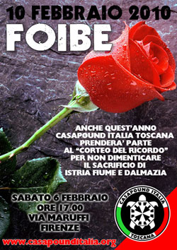 CasaPound Arezzo parteciperà al corteo in ricordo delle foibe