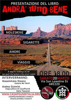 CasaPound Arezzo: presentazione libro ‘Andrà tutto bene’