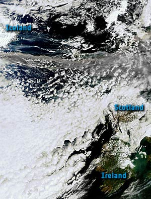 La nuvola di cenere del vulcano islandese