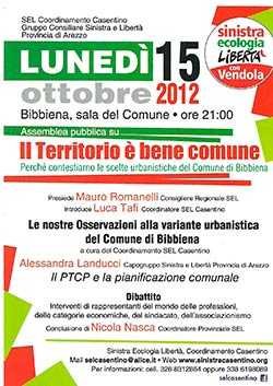 SEL: ‘Territorio è bene Comune’