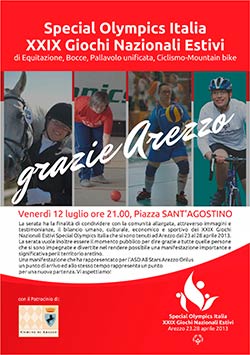 ‘Grazie Arezzo’ da Special Olympics Italia