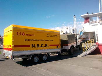 Giglio: la postazione NBCR del 118 di Arezzo