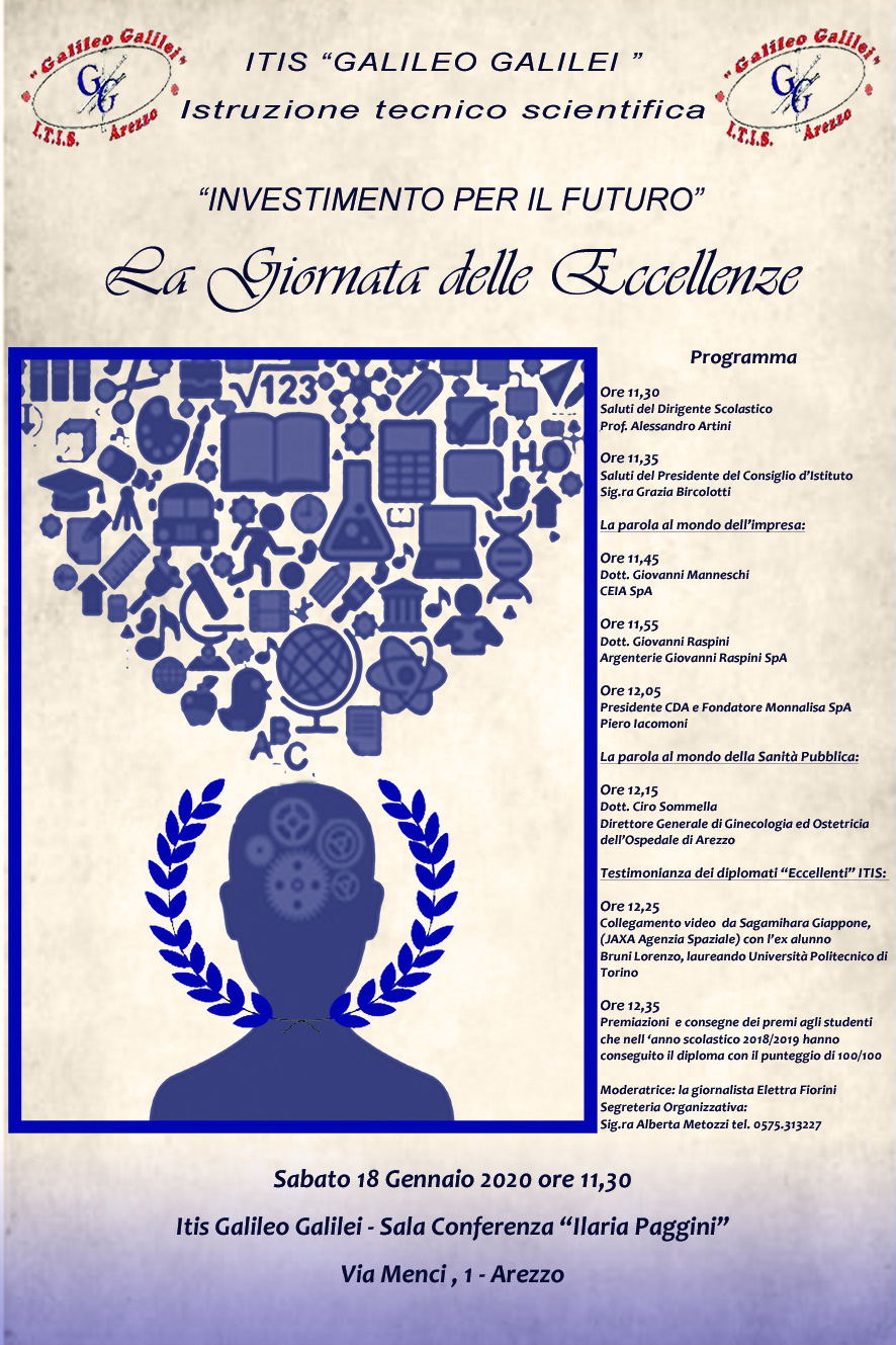 Sabato 18 gennaio  “Giornata delle Eccellenze”  all’ITIS “G. Galilei” di Arezzo