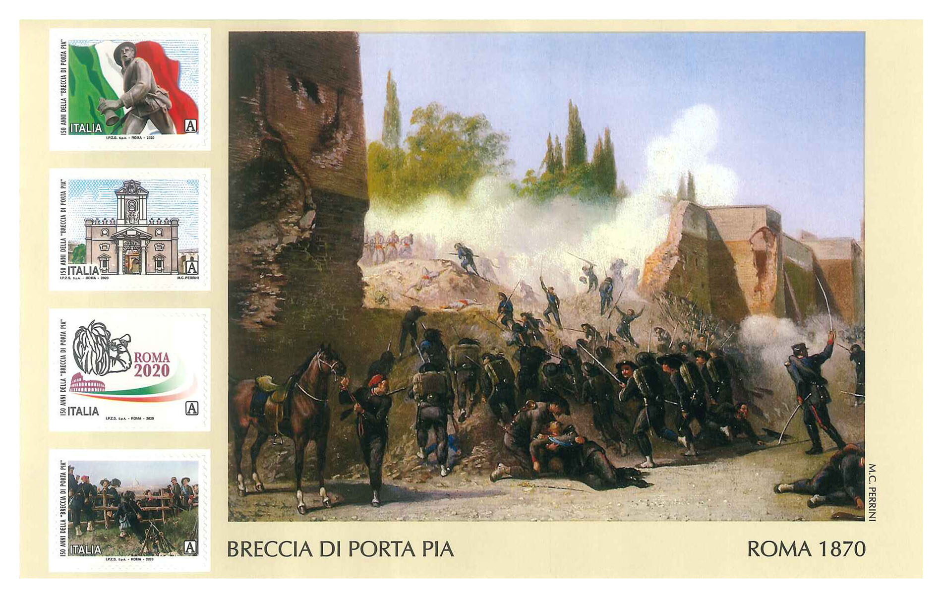 Poste Italiane emette quattro francobolli celebrativi della Breccia di Porta Pia