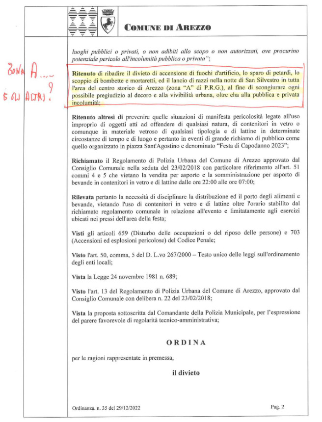 Ad Arezzo per Capodanno il sindaco identifica i quartieri ed i