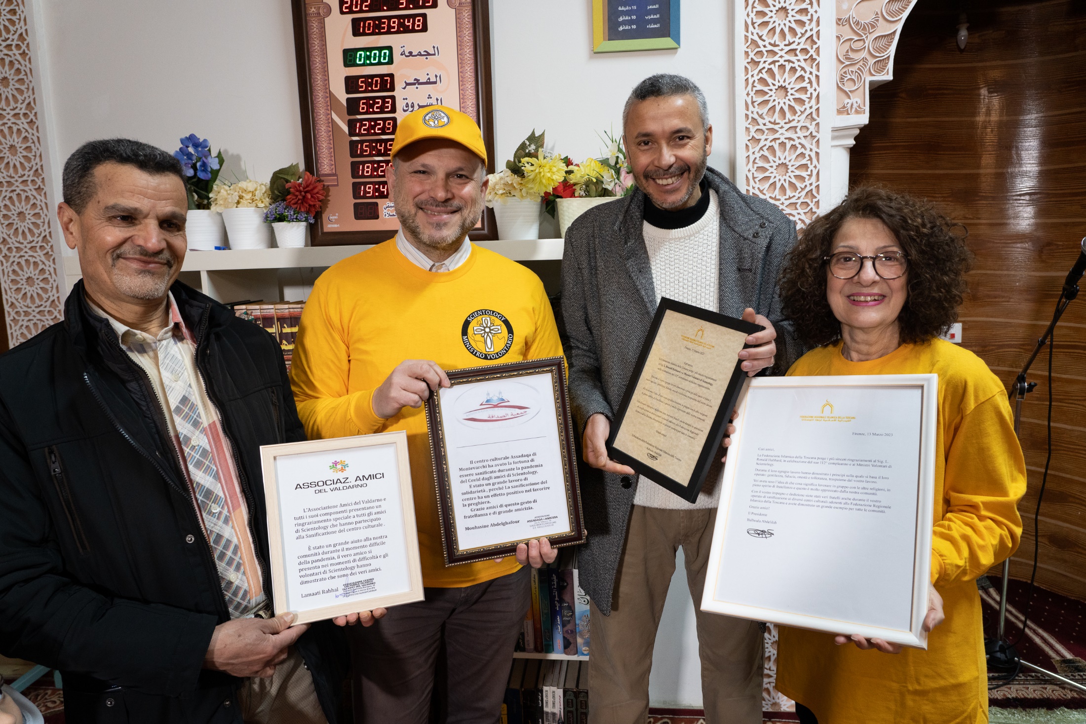 Riconoscimento ai volontari della Chiesa di Scientology di Firenze per la sanificazione di 4 moschee